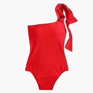 J. Crew Bow-tie one-shoulder one-piece swimsuit